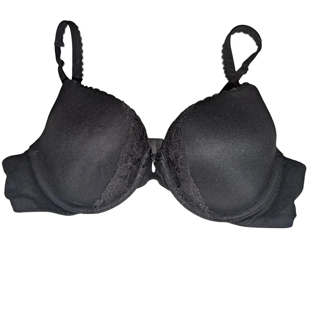 Victoria's Secret Body Perfect Shape Black Sexy Lace Trim Demi Bra 36B - Picture 3 of 5